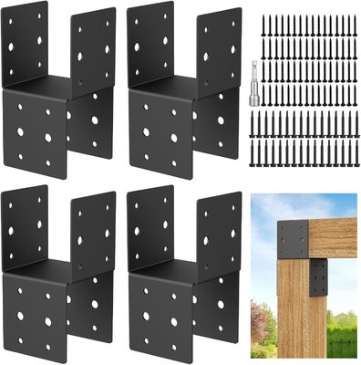Thép Post Anchor Connector 4pcs Cap & Tie Bracket Set Anchures Posts to Wood Decks with Screws (Thép Post Anchor Connector 4pcs)