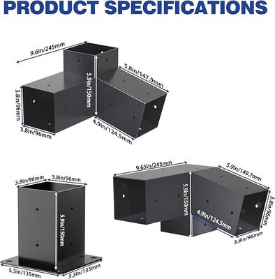 Bộ phụ kiện giàn hoa ngoài trời – Khung kim loại góc nghiêng 3 chiều cho cột 4x4 inch